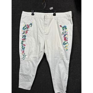 Melissa McCarthy Seven7 Pencil Jeans Women's 26W White Floral Denim Tapered Leg